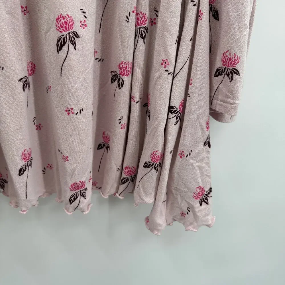 FREE PEOPLE Lana Pale Pink Blush Off the Shoulder Floral Print Tunic // S